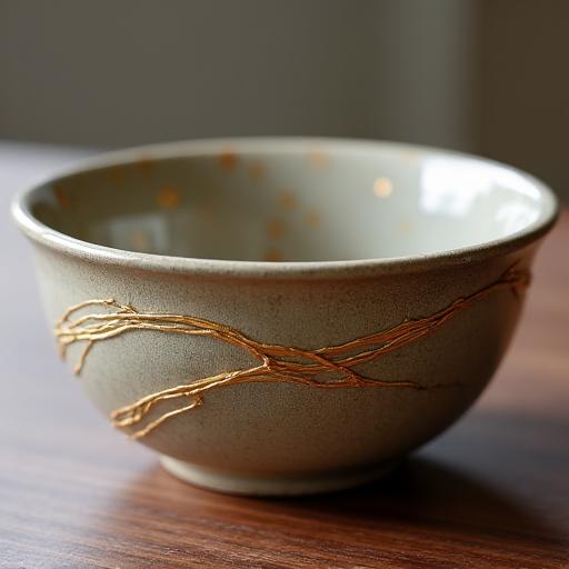 A beautiful Kintsugi bowl, representing the philosophy of repairing and strengthening.